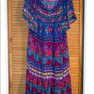 Vintage Saybury Funky Colorful Print Plus Size Dress